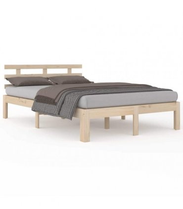 vidaXL Bed Frame without Mattress Solid Wood 200x200 cm — Colour: natural, Size: 200 x 200 cm