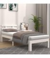 vidaXL Bed Frame | White | Solid pinewood, Plywood | Single — Size: 90 x 190 cm