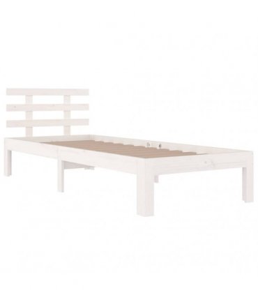 vidaXL Bed Frame | White | Solid pinewood, Plywood | Single — Size: 90 x 190 cm