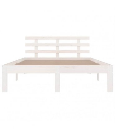 vidaXL Bed Frame | White | Solid pine wood | 140 x 190 cm | Bed Frame