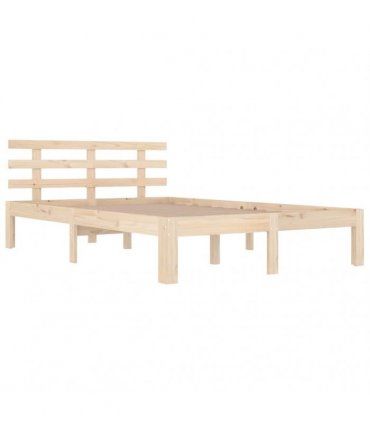 vidaXL Bed Frame | Natural Wood | Solid Pine Wood, Plywood | Double | Durable — Size: 120 x 200 cm