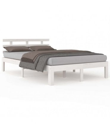 vidaXL Bed Frame | White | Solid pinewood, Plywood | 160 x 200 cm | Durable