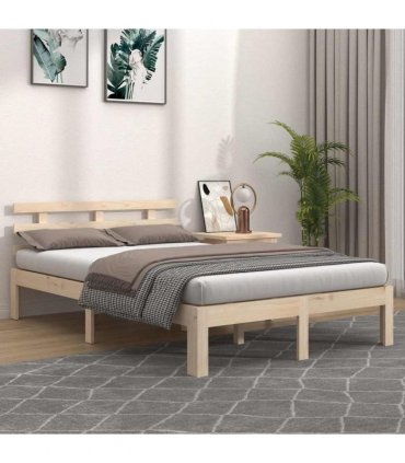 vidaXL Bed Frame | Unpainted natural wood | Solid pine wood, Plywood — Size: 180 x 200 cm