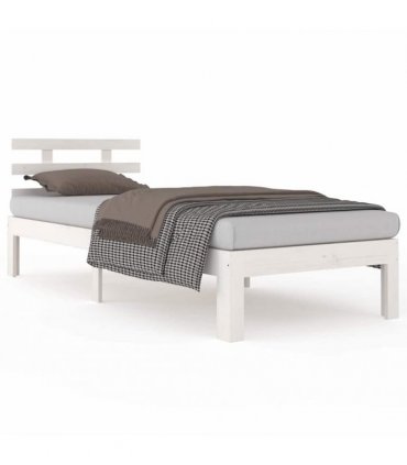 vidaXL Bed Frame | White | Solid pine wood, Plywood | Small Single | Tough — Size: 75 x 190 cm