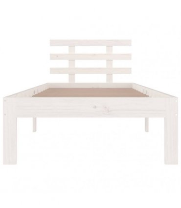 vidaXL Bed Frame | White | Solid pine wood, Plywood | Small Single | Tough — Size: 75 x 190 cm