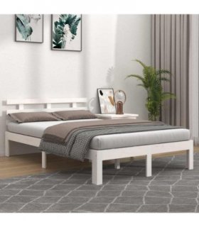 vidaXL Bed Frame | White | Solid pine wood | 200 x 200 cm | Durable | Bed Frame