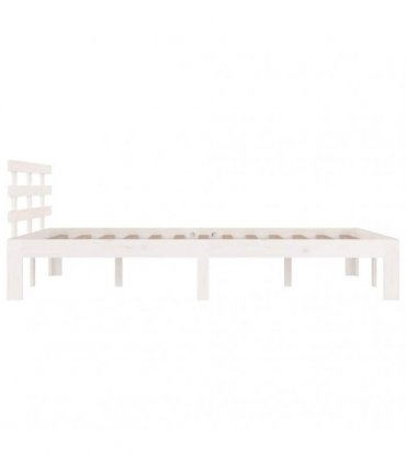 vidaXL Bed Frame | White | Solid pine wood | 200 x 200 cm | Durable | Bed Frame