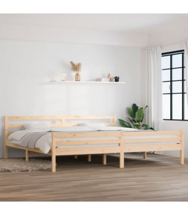 vidaXL Bed Frame without Mattress Solid Wood 200x200 cm — Colour: natural, Size: 200 x 200 cm — V0672030486