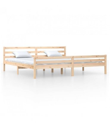 vidaXL Bed Frame without Mattress Solid Wood 200x200 cm — Colour: natural, Size: 200 x 200 cm — V0672030486