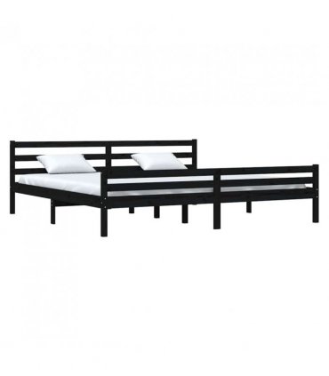 vidaXL Bed Frame without Mattress Black Solid Wood 200x200 cm — Size: 200 x 200 cm