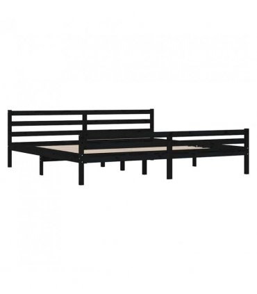 vidaXL Bed Frame without Mattress Black Solid Wood 200x200 cm — Size: 200 x 200 cm