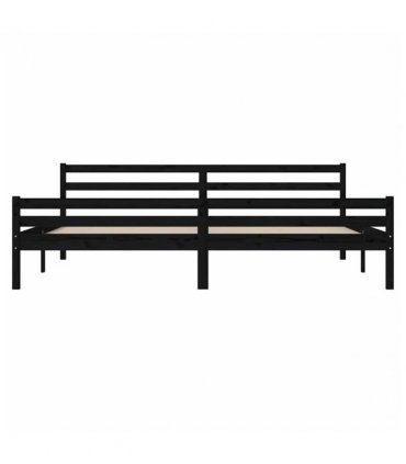 vidaXL Bed Frame without Mattress Black Solid Wood 200x200 cm — Size: 200 x 200 cm