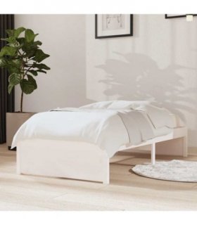 vidaXL Bed Frame without Mattress White Solid Wood 75x190 cm Small Single — Size: 75 x 190 cm
