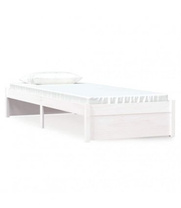 vidaXL Bed Frame without Mattress White Solid Wood 75x190 cm Small Single — Size: 75 x 190 cm