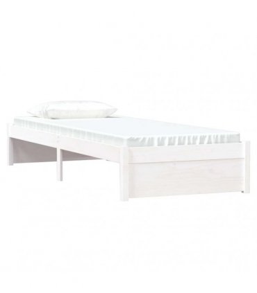 vidaXL Bed Frame without Mattress White Solid Wood 75x190 cm Small Single — Size: 75 x 190 cm