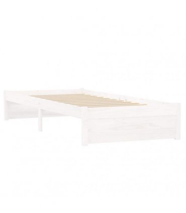 vidaXL Bed Frame without Mattress White Solid Wood 75x190 cm Small Single — Size: 75 x 190 cm