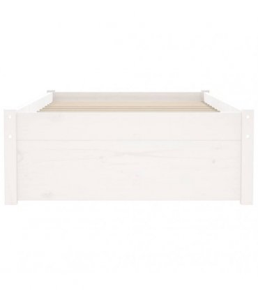 vidaXL Bed Frame without Mattress White Solid Wood 75x190 cm Small Single — Size: 75 x 190 cm