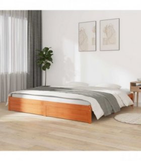 vidaXL Bed Frame Wax Brown 180 x 200 cm Solid Pine Wood