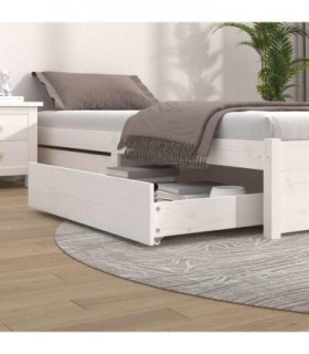 vidaXL Bed Drawers 2 pcs White Solid Wood Pine — Size: 95 x 103 x 18 cm