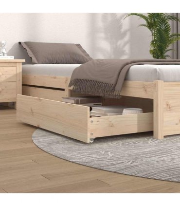 vidaXL Bed Drawers 2 pcs Solid Wood Pine — Colour: natural, Size: 90 x 93 x 18 cm