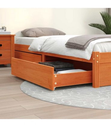 vidaXL Bed Drawers 2 pcs Wax Brown Solid Wood Pine — Size: 95 x 93 x 18 cm