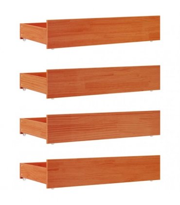vidaXL Bed Drawers 4 pcs Wax Brown Solid Wood Pine — Size: 90 x 57 x 18 cm