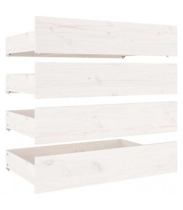 vidaXL Bed Drawers 4 pcs White Solid Wood Pine — Size: 90 x 57 x 18 cm