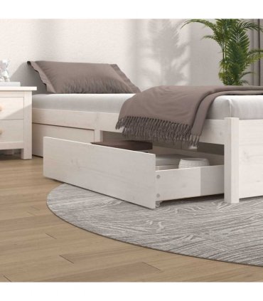 vidaXL Bed Drawers 4 pcs White Solid Wood Pine — Size: 95 x 57 x 18 cm