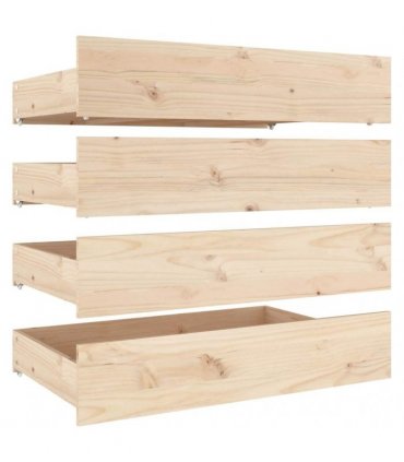 vidaXL Bed Drawers 4 pcs Solid Wood Pine — Colour: natural, Size: 95 x 57 x 18 cm