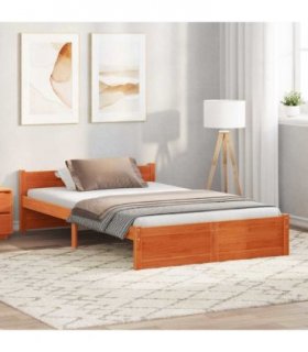 vidaXL Bed Frame Wax Brown 195.5 x 140.5 x 51 cm Solid Pine Wood — Size: 135 x 190 cm