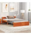 vidaXL Bed Frame Wax Brown 195.5 x 140.5 x 51 cm Solid Pine Wood — Size: 135 x 190 cm