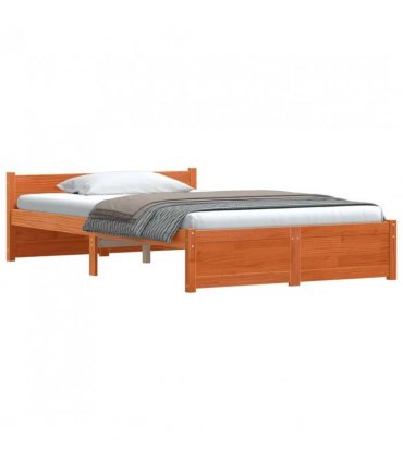 vidaXL Bed Frame Wax Brown 195.5 x 140.5 x 51 cm Solid Pine Wood — Size: 135 x 190 cm