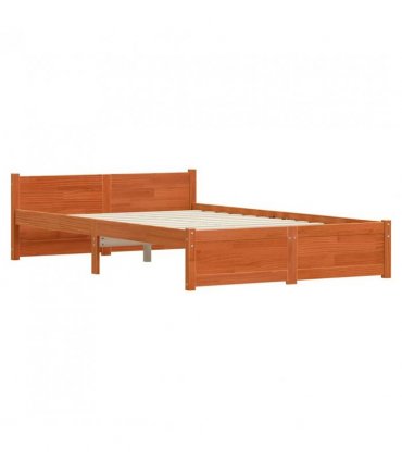 vidaXL Bed Frame Wax Brown 195.5 x 140.5 x 51 cm Solid Pine Wood — Size: 135 x 190 cm