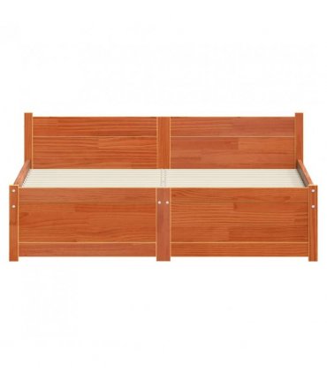 vidaXL Bed Frame Wax Brown 205.5 x 125.5 x 51 cm Solid Pine Wood — Size: 120 x 200 cm