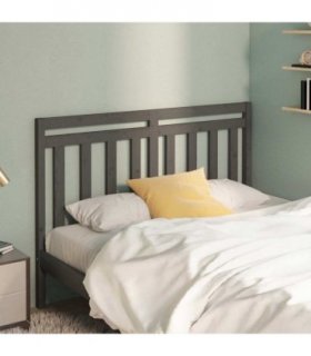 vidaXL Bed Headboard | Grey | Solid Pine Wood | 126 cm width | Decorative Inlays — Size: 126 x 100 cm