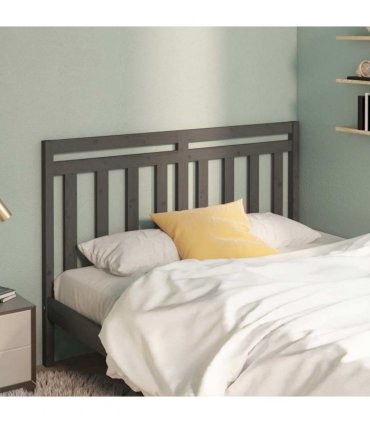 vidaXL Bed Headboard | Grey | Solid Pine Wood | 126 cm width | Decorative Inlays — Size: 126 x 100 cm