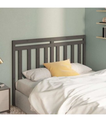 vidaXL Bed Headboard | Grey | Solid Pine Wood | 126 cm width | Decorative Inlays — Size: 126 x 100 cm