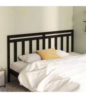 vidaXL Bed Headboard | Black | Solid Pine Wood | 206 x 4 x 100 cm | Durable — Size: 206 x 100 cm