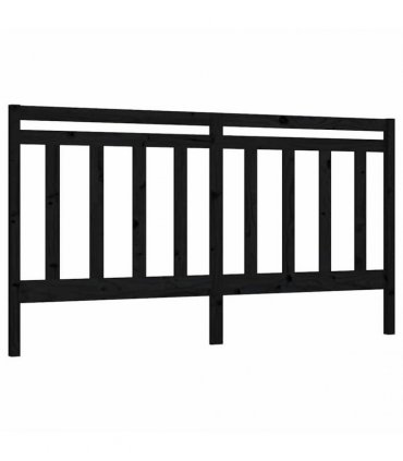 vidaXL Bed Headboard | Black | Solid Pine Wood | 206 x 4 x 100 cm | Durable — Size: 206 x 100 cm