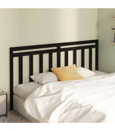 vidaXL Bed Headboard | Black | Solid Pine Wood | 206 x 4 x 100 cm | Durable — Size: 206 x 100 cm