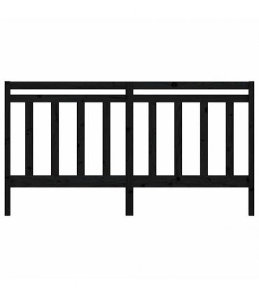 vidaXL Bed Headboard | Black | Solid Pine Wood | 206 x 4 x 100 cm | Durable — Size: 206 x 100 cm
