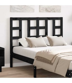 vidaXL Bed Headboard Black 126x4x100 cm Solid Wood Pine — Size: 126 x 100 cm — V0672031203