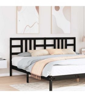 vidaXL Bed Headboard Black 206x4x100 cm Solid Wood Pine — Size: 206 x 100 cm — V0672031205