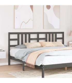 vidaXL Bed Headboard Grey 206x4x100 cm Solid Wood Pine — Size: 206 x 100 cm — V0672031210