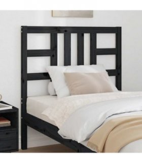 vidaXL Bed Headboard | Black | Solid Pine Wood | Medium | Decorative Inlays — Size: 96 x 100 cm
