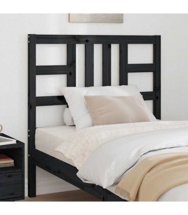 vidaXL Bed Headboard | Black | Solid Pine Wood | Medium | Decorative Inlays — Size: 96 x 100 cm