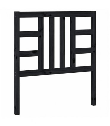 vidaXL Bed Headboard | Black | Solid Pine Wood | Medium | Decorative Inlays — Size: 96 x 100 cm