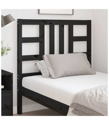 vidaXL Bed Headboard | Black | Solid Pine Wood | Medium | Decorative Inlays — Size: 96 x 100 cm