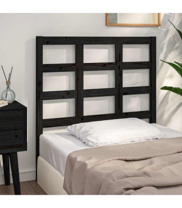 vidaXL Bed Headboard | Black | Solid pine wood | 95.5x4x100 cm | Durable — Size: 95.5 x 100 cm