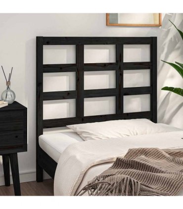 vidaXL Bed Headboard | Black | Solid pine wood | 95.5x4x100 cm | Durable — Size: 95.5 x 100 cm